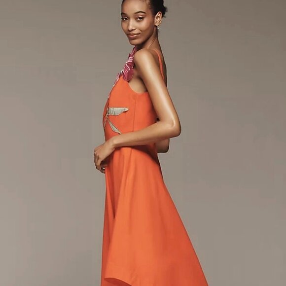 New Yukiko Noritake x Anthropologie Asymmetric Floral Midi Dress - Picture 4 of 8